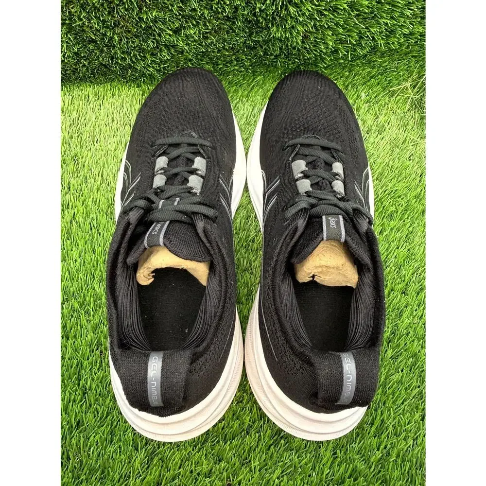 Asics Gel-Nimbus 26 1012B601 Athletic Sneaker Women's 9.5 Black Knit Gym Sports